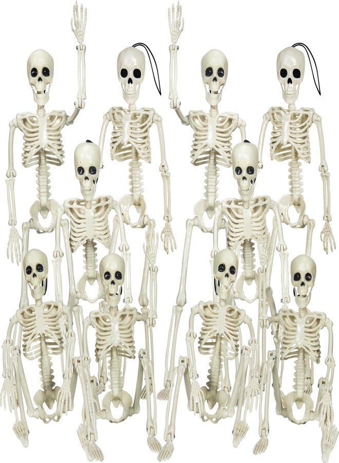 زونور هيكل عظمي قابل للتحريك من XONOR مقاس 16 بوصة للهالوين - هيكل عظمي كامل الجسم للهالوين بمفاصل متحركة لتزيين المنازل المسكونة (10 قطع) - Image 1